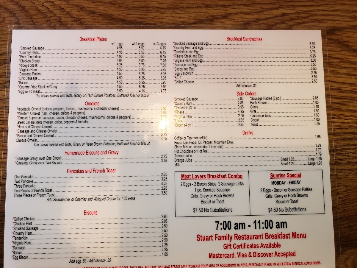 Stuart Family Restaurant Menu - Image 2
